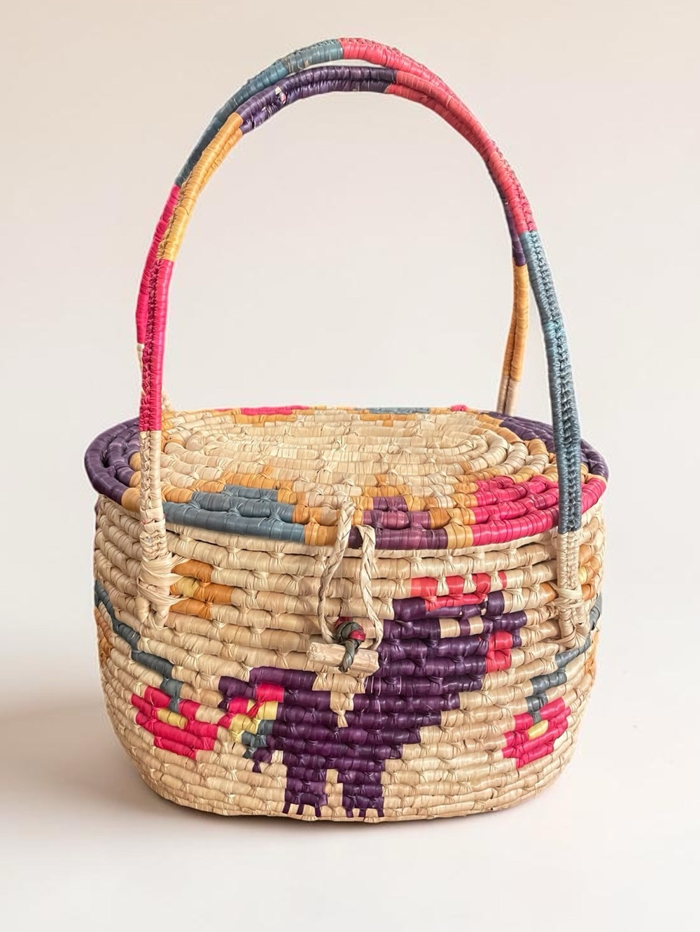 Artisan Handwoven Palm Basket Tote - Picture 3 of 13